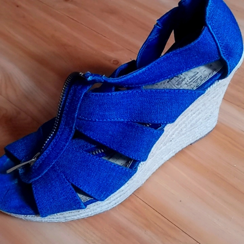 Ladies blue jean wedge shoes
